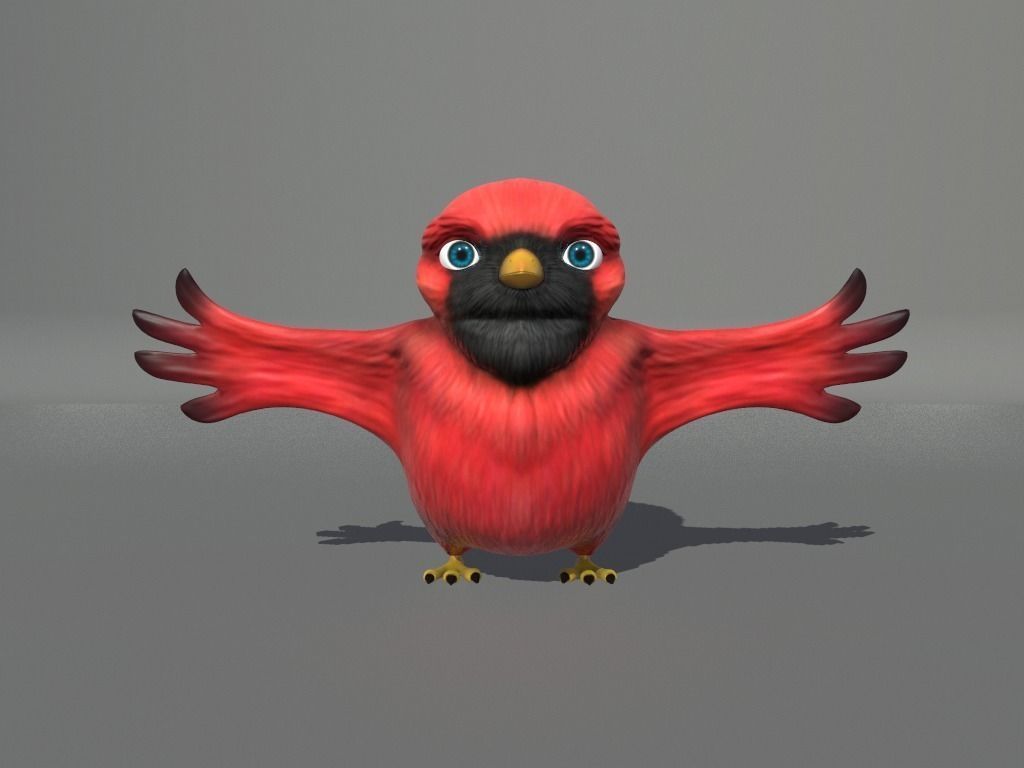 cardinal-cartoon-bird-3d-model-low-poly-obj-fbx-dae-mtl
