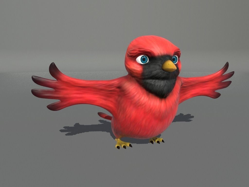 002 cardinal-cartoon-bird-3d-model-low-poly-obj-fbx-dae-mtl